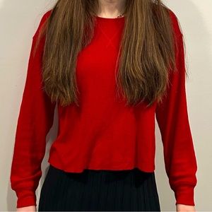 Hollister Must.Have.Collection Red Waffle Knit Sweatshirt Size XS